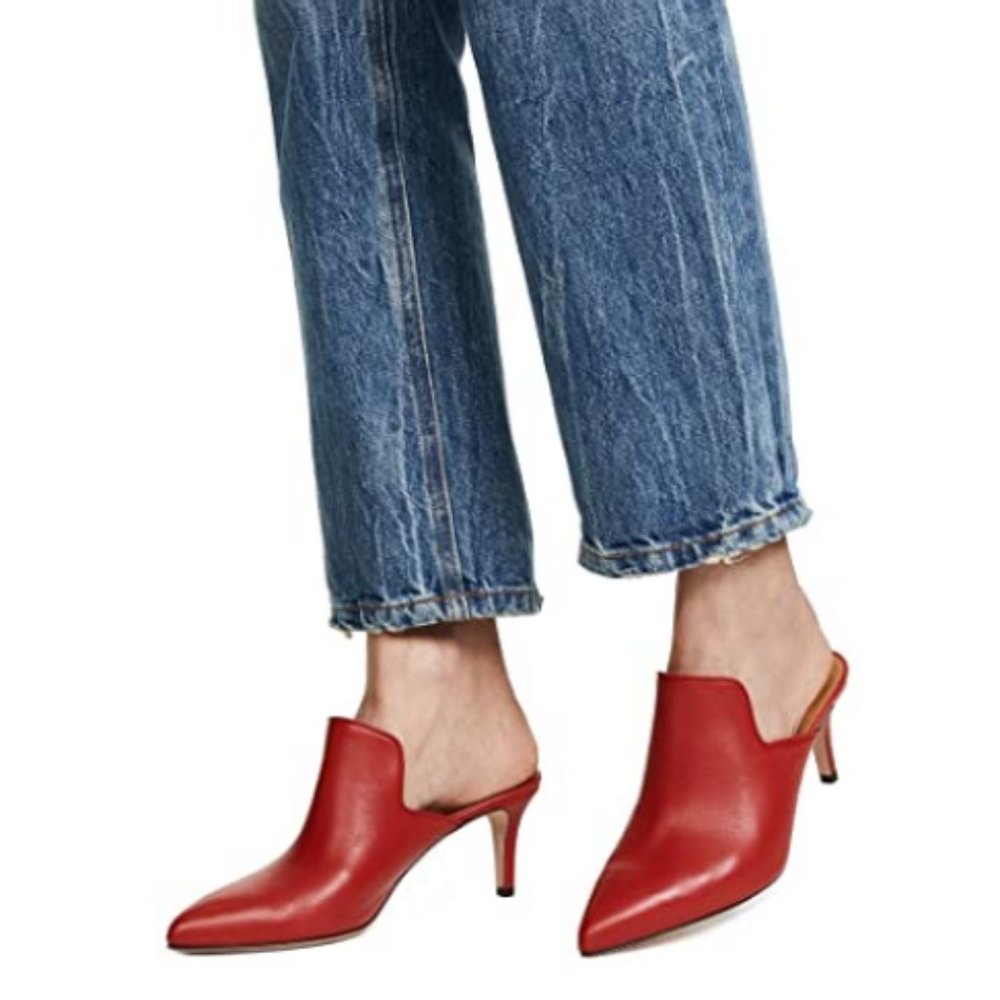YDN Pointed Toe Stilettos Loafers Low Heel Mules